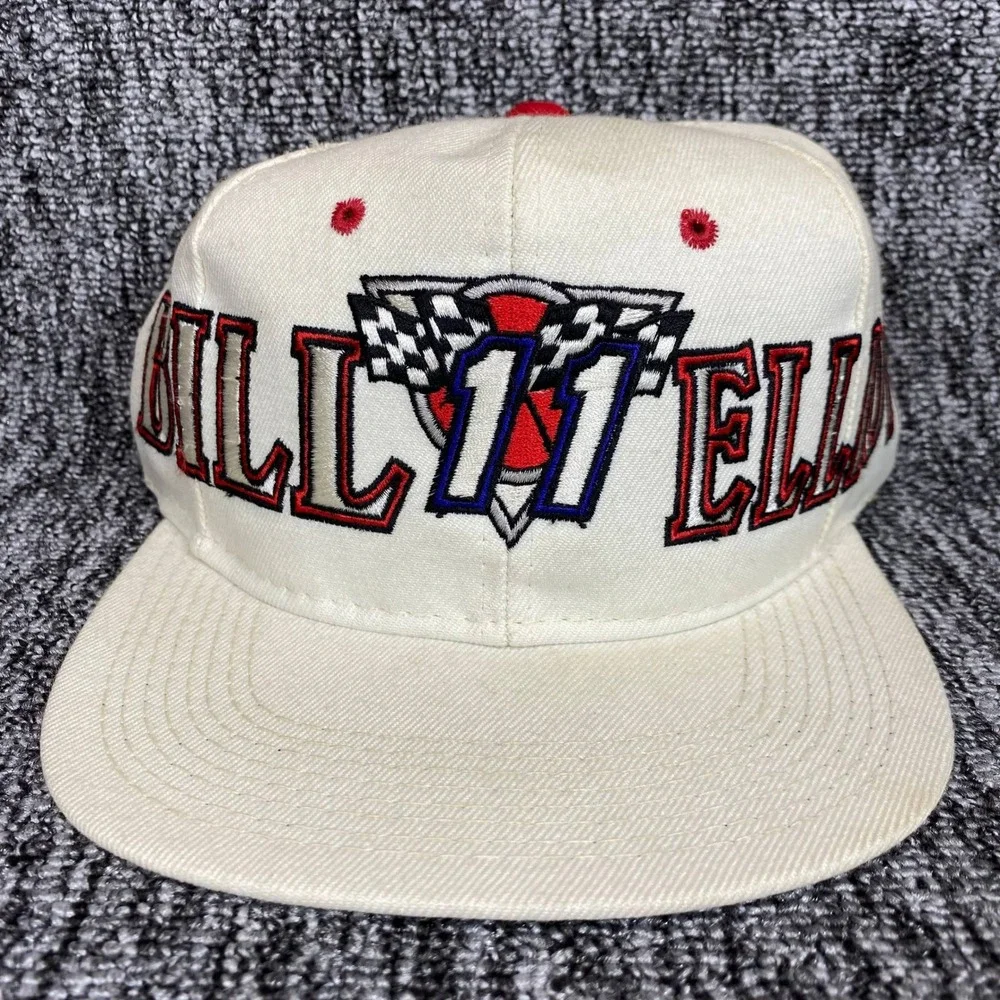 VTG 90s NASCAR Racing Hat Bill Elliott 11 YoungAn Snapback Cap White Wool Blend